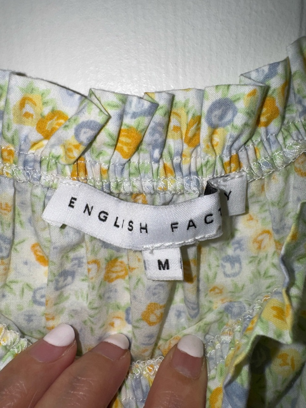 English Factory Square-Neck Puff Sleeve Top in Ditsy Floral Sz M - Picture 9 of 9